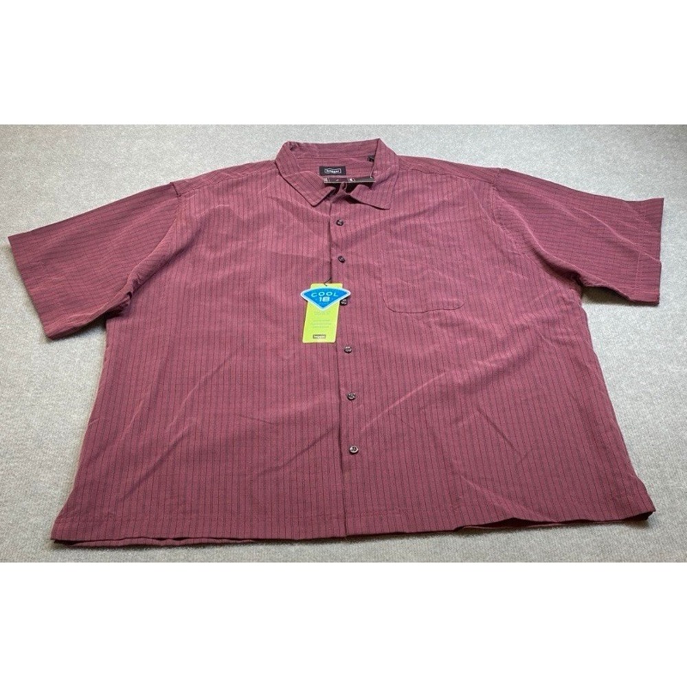 NWT Haggar Button Up Shirt Men XXL Burgundy Cool 18 Performance Short Sleeve